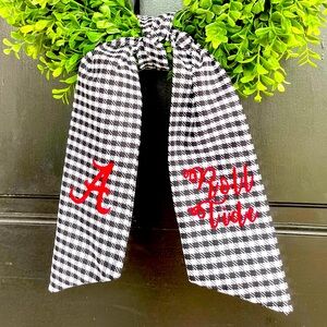 Houndstooth Roll Tide Alabama Football front door wreath sash